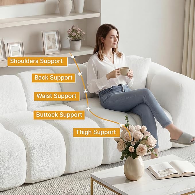 84" Boneless Couch No Assembly Required Loveseat Sofa Modern Deep Seat Cloud Couch Modern Compressed Sofa Oversized Upholstered 3-Seater for Living Room Bedroom