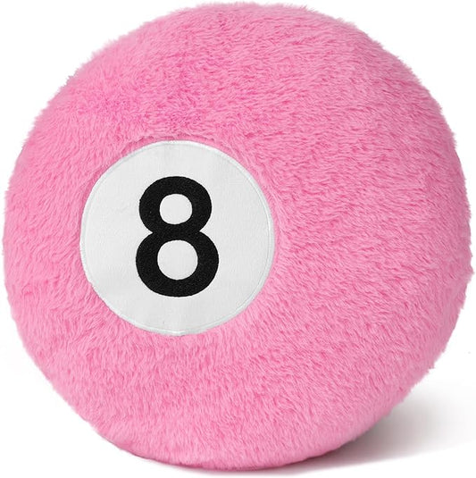 Dripykiaa Pink 8 Ball Throw Pillow, 14" Pink 8 Ball Round Plush Decorative Throw Pillow, Soft Aesthetic Cushion for Bedroom & Living Room, Trendy Pink Room Decor for Women & Teens