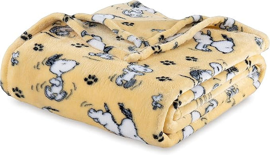Berkshire Blanket Peanuts® VelvetLoft® Cute Character Snoopy Plush Blanket,Peanuts Poses and Paws Sundress,Twin 60 in x 90 in (Official Peanuts® Product)