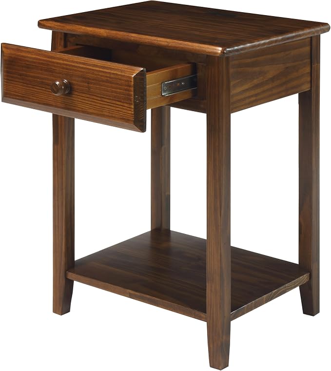 Casual Home Owl Night Stand with USB Port Charging Station and Drawer, 17.5"W x 14.25"D x 24.5"H, Warm Brown - Image 9