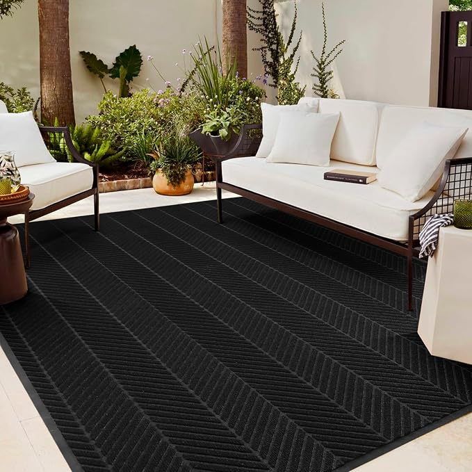 Front Door Mat Indoor Outdoor Entrance, 4' x 8' Heavy Duty Doormat for Entryway, Absorbent Low Profile Welcome Mats Non-Slip, Trap Dirt Durable Mats for Home, Patio, Garage by MYMEELY