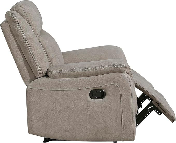 Lexicon Manual Recliner Chair, Polished Microfiber Reclining Sofa Chair, Home Theater Seating, Wall Hugger Manual Recliner for Living Room/Office/Apartment, Dove