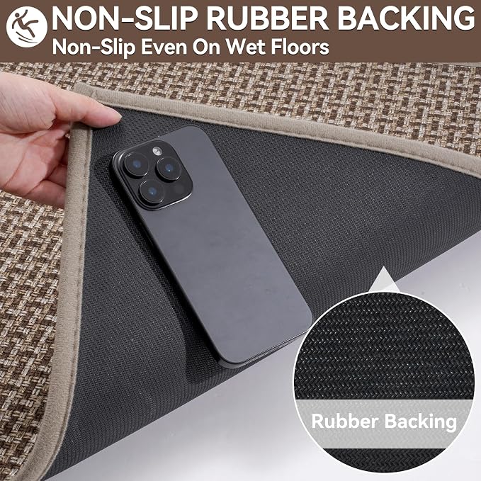 Indoor Door Mat 36x60 Dirt Resistant and Absorbent, Non-Slip Rubber Backing Floor Mats, Easy Clean Low-Profile Doormat for Entryway, Front Door, Inside Entrance Brown - Image 7