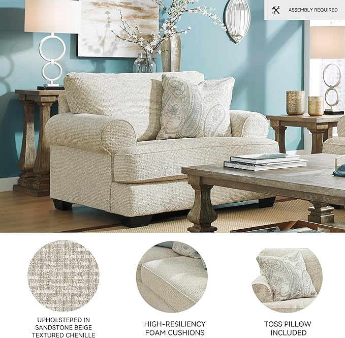 Signature Design by Ashley Monaghan Classic Upholstered Oversized Chair with Reversible Cushion, Beige