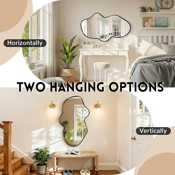 Irregular Wall Mirror, Black Bathroom Wavy Abstract Mirror for Over Sink, Decorative Cloud-Shaped Wall Mirror, Stylish Shatter-Proof HD Mirror for Bedroom, Entryway (26"x43", L, 2 Pack) - Image 2