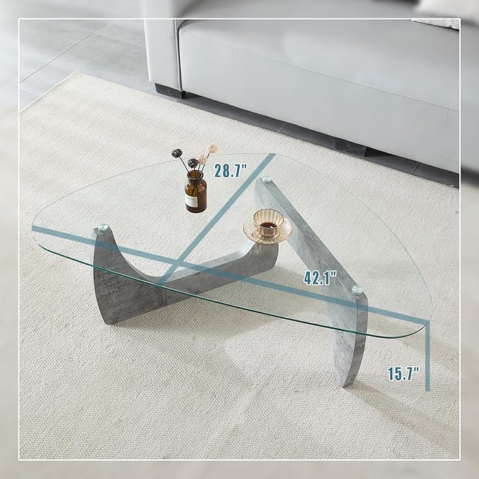 Btrpily Wooden Coffee Table - Modern Marble Coffee Table， Contemporary, Stylish, High-End Furnishing for Your Living Room (Marble Stone, Triangle)