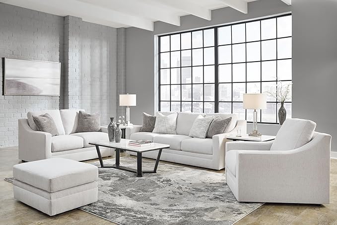Signature Design by Ashley Maitelynn Casual Upholstered Ottoman, White