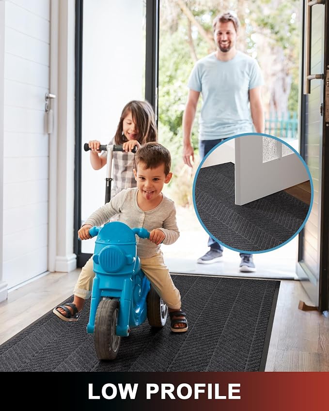 Front Door Mat Indoor Outdoor Entrance, 5' x 7' Heavy Duty Doormat for Entryway, Absorbent Low Profile Welcome Mats Non-Slip, Trap Dirt Durable Mats for Home, Patio, Garage - Image 5