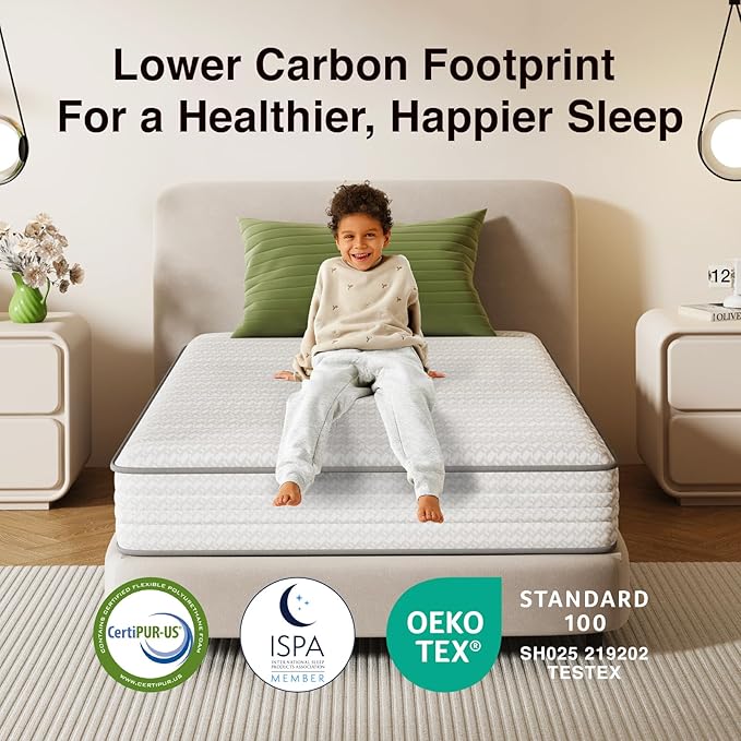 Novilla 8 Inch Twin XL Mattress, Hybrid Twin XL Size Mattresses with BioAir Comfort Foam for Pressure Relief, Medium Plush Colchones with Innerspring CertiPUR-US Certified for Kids Mattress in a Box