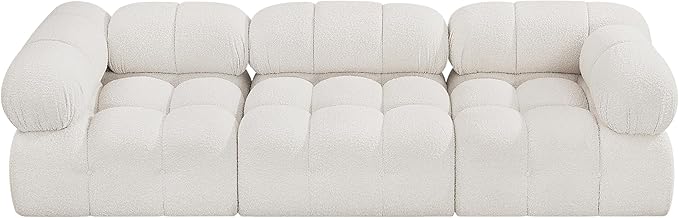 Meridian Furniture 611Cream-S102A Ames Collection Modern | Contemporary Modular Sofa with Rich Cream Boucle Fabric, Modular to Create Infinite Configurations, 102" W x 34" D x 28" H, Cream