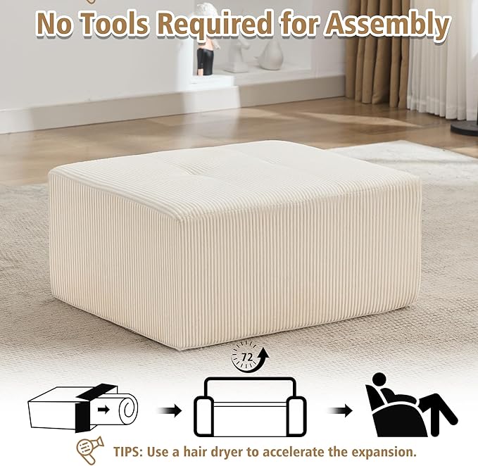 KIGOTY Modular Sectional Sofa, Comfy Cloud Sectional Couch, Soft Ottoman, Modern Boneless Couch for Living Room, No Assembly Required,White