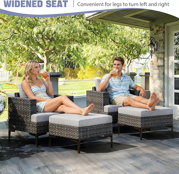 10 Pieces Patio Sectional Furniture Set with 44" Propane Fire Pit Table, 60000BTU Wicker Outdoor Sectional Coversation Set, Thick Cushion Deep Seat, Outdoor Furniture for Porch,Backyard,Deck (Grey)