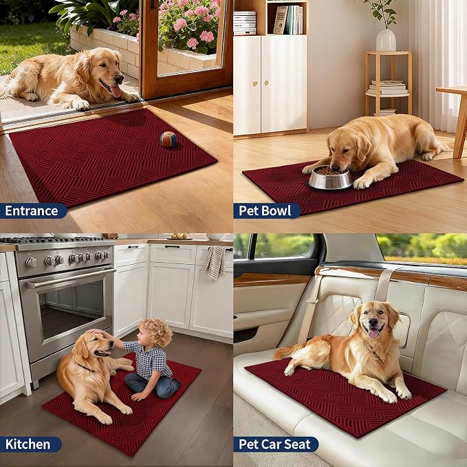 YIHOUSE Dirt Trapper Door Mat 20" x 32", Non-Slip Washable Entrance Mat, Dirt Resistant and Absorbent Welcome Mat, Low Profile Floor Mat for Front/Back Door, Entryway, Red - Image 7