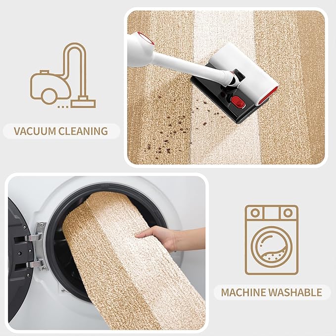 Kitinjoy Indoor Outdoor Door Mat, 47x24 Non-Slip Absorbent Dirt Trapper, Low-Profile Washable Inside Entrance Front Floor Mat, Sturdy Soft Entry Doormats for Entryway, Beige - Image 5