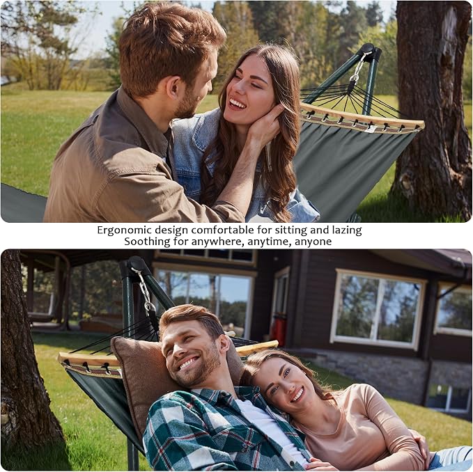 Tranquillo Universal Hammock with Stands Electro Static Coated Steel, Adjustable Foldable Hammock Stand with 2 Layered Polyester Net and Carry Bag for 2 Persons (Canvas - Grey) - Image 7