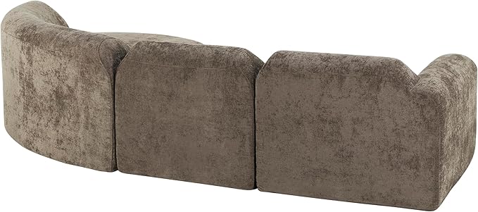 Merax Modern Curved Sectional Sofa with Ottoman, Couch 4-Piece Set High-Density Compressed Sponge, Fully Assembled, Right Hand Facing, Plush Deep Seat for Living Room, Lounge, Apartment, Dark Brown