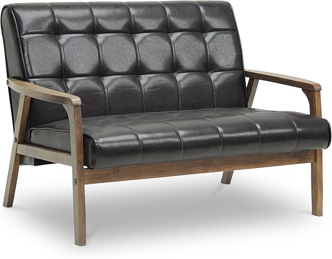 Baxton Studio Mid-Century Masterpieces Love Seat, Brown