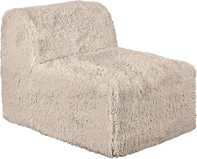 Furniture of America Havyn Modern Faux Fur 5-Seater L-Shaped Modular Armless Foam Sectional Sofa with Ottoman, Compressed Couch in a Box, No Assembly Required, for Living Room and Office, Taupe