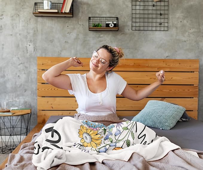 Get Well Gifts for Women/Men White Blanket 50"x60", Inspirational/Thinking of You/Cancer Care/Feel Better/Surgery Recovery Gifts for Women, Sympathy Gift, Soft Hug/Get Well/Healing Blanket