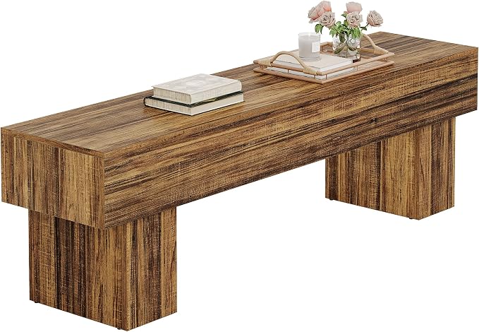 Tribesigns 63" Long Entryway Bench, Rustic Farmhouse End of Bed Bench, Wooden Shoe Bench Seat for Hallway, Living Room, End of Bed, Rustic Brown - Image 8