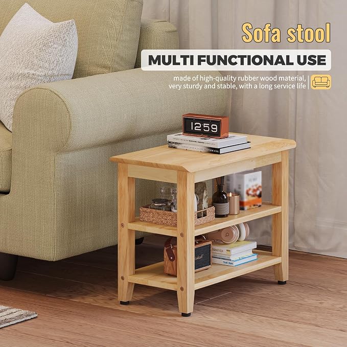 Wood Shoe Bench for Entryway,Bench with Shoe Rack,Storage Shoe Organizer for Hallway,Living Room,Bedroom (Natural, 23.62''W×11.81‘’D×17.71‘’H) - Image 7