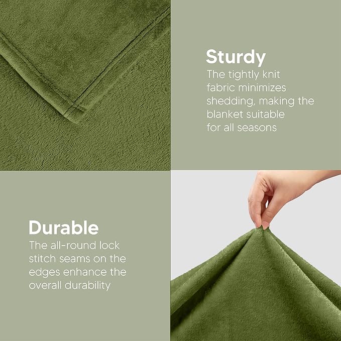 Utopia Bedding Fleece Blanket Twin Size Olive (60x80 Inches) Ultra Soft Warm Lightweight Microfiber Breathable Anti-Static Cozy Bed Blanket, All-Season Home Decor Gift for Men & Women