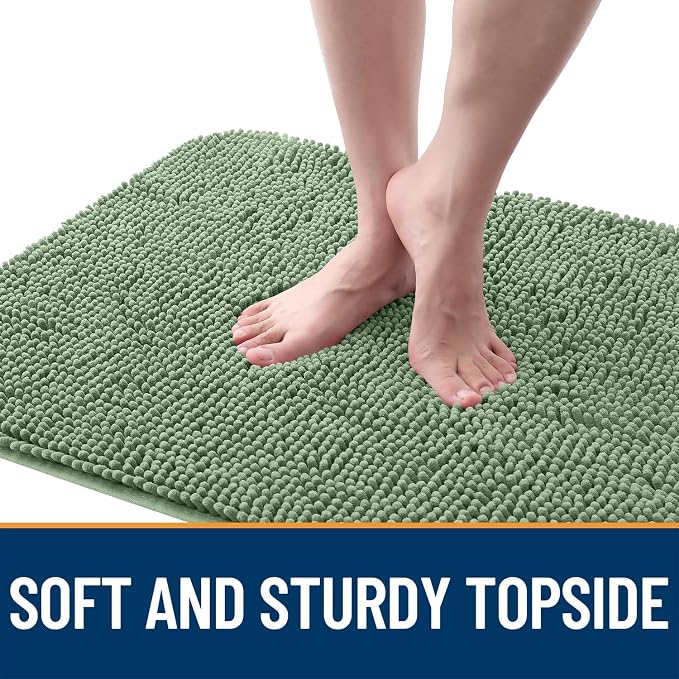 OLANLY Dog Door Mat for Muddy Paws 48x30, Absorbs Moisture and Dirt, Absorbent Non-Slip Washable Doormat, Quick Dry Chenille Mud Mat, Entry Indoor Entryway Carpet for Inside Floor, Olive Green - Image 4