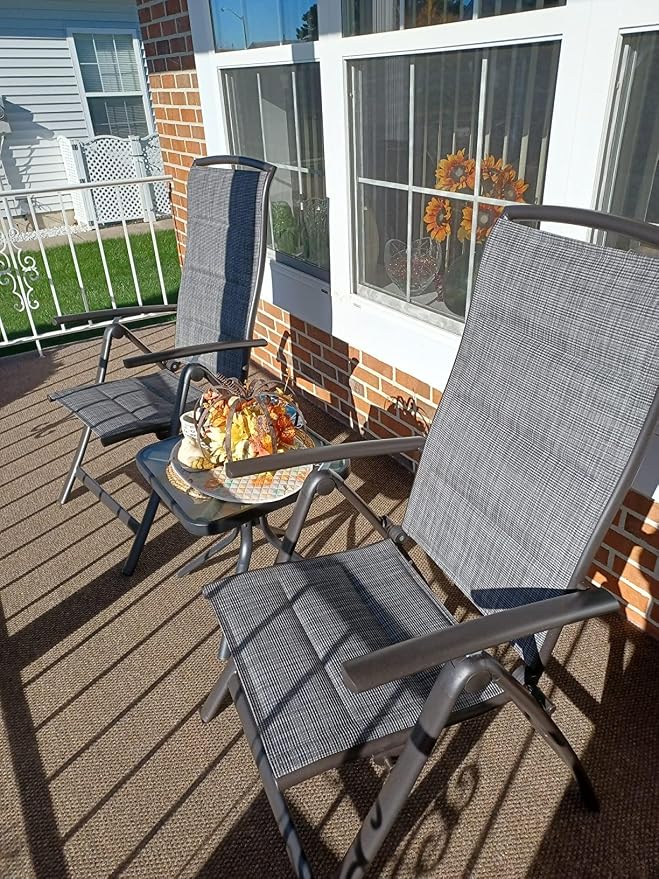 Domi Folding Patio Chairs Set of 2, Aluminium Frame Reclining Sling Lawn Chairs with Adjustable High Backrest, Patio Dining Chairs for Outdoor,Porch,Balcony (Double-Layered Textilene Fabric) - Image 8