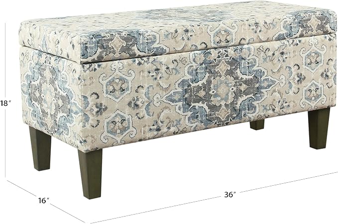 HomePop Large Decorative Storage Bench - Antiqued Blue - Image 3