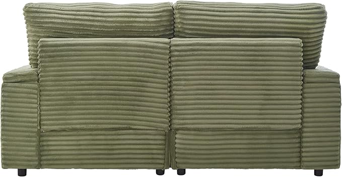 Modular Sectional Sofa Convertible Loveseat Couch,2-Seater Deep Seat Loveseat Sofas Fluffy Corduroy Cloud Couches with Movable Ottoman, Storage Armrest,USB Ports, Cup Holders