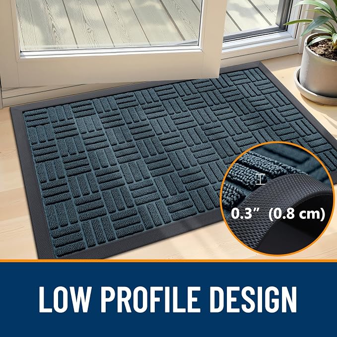 OLANLY Front Door Mat Outside Entrance 29.5x17, Absorbent, Heavy Duty Sturdy Natural Rubber Doormat Indoor Outdoor, Non-Slip, Stain and Fade Resistant, Low Profile Floor Mat for Entryway, Lake Blue - Image 6