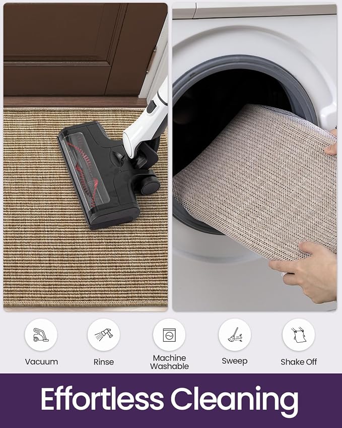 DEXI Dirt Trapper Door Mat, 31x60 Washable Doormat, Dirt Resistant and Absorbent, Easy Clean Low-Profile Floor Rugs for Entryway, Front Door, and Inside Entrance, Beige - Image 8