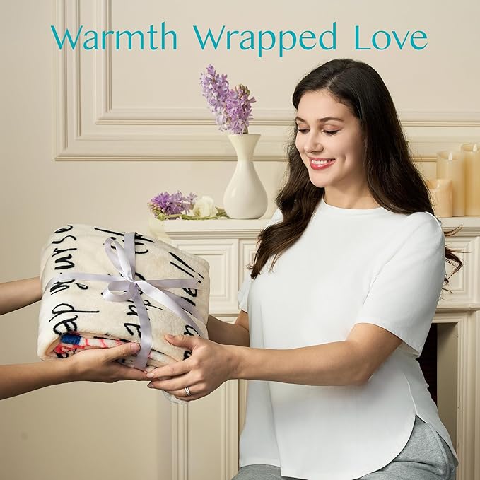 Joiedomi Mothers Day Blanket Gifts for Mom Birthday Gifts Soft Flannel Blanket for Mom Grandma from Daughter Son 60" x 80" Ivory White