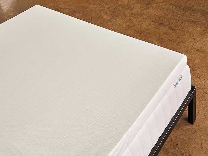 Pure Green Natural Latex Mattress Topper w/Luxury Cover - Soft - 2 Inch - Twin Size (GOLS Certified Organic)