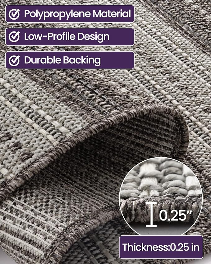 DEXI Dirt Trapper Door Mat, 24x39 Washable Doormat, Dirt Resistant and Absorbent, Easy Clean Low-Profile Floor Rugs for Entryway, Front Door, and Inside Entrance, Striped Grey - Image 7