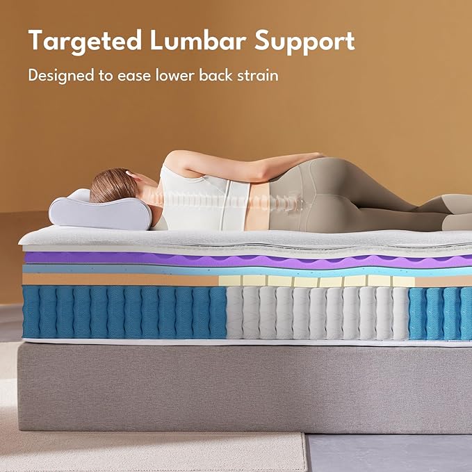 – 12 Inch King Size Mattress – Real Hybrid King Mattress Memory Foam, Reinforced Edge Support, Zoned Coils for Pressure Relief and No Motion Transfer (King (12 Inch))