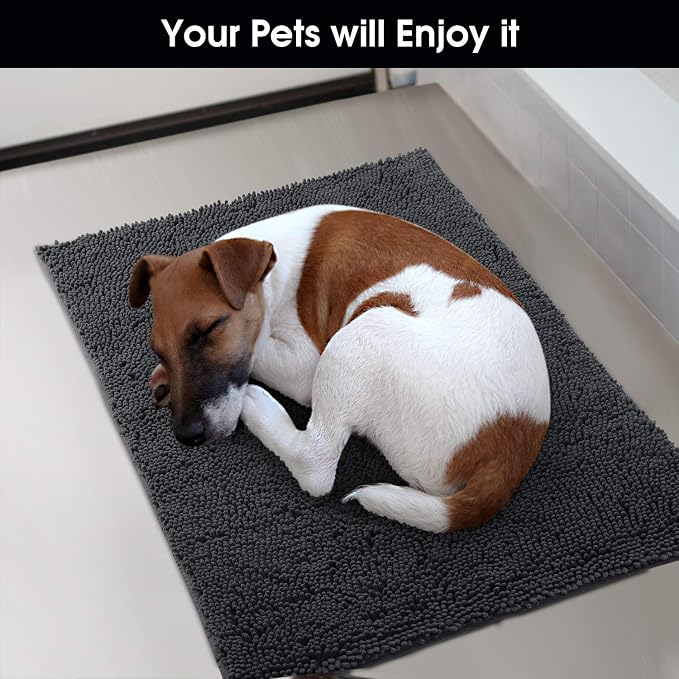 HOMEIDEAS Doormat Indoor Entrance, 36"x24", Highly Absorbent Chenille Muddy Dog Washable Non Slip Front Welcome Door Floor Mat for Entryway, Dark Gray - Image 7