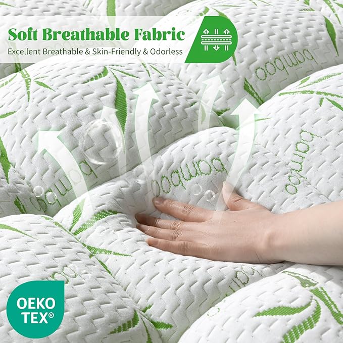 3 Inch Mattress Topper - Viscose Made from Bambu,Cooling Soft Pillow Top Mattress Pad Cover for Back Pain,Mattress Protector with 8-21 Inch Deep Pocket (Queen,60"x80")