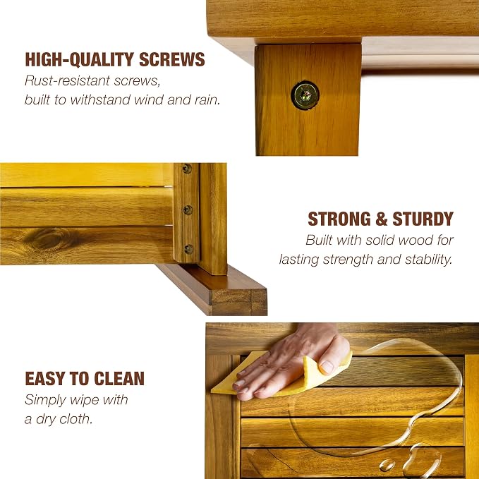 Double Adirondack Table - Weatherproof Outdoor Side Table - Patio End Tables for Outside - Adirondack Side Table - Acacia Wood 2-Tier End Table for Indoor & Outdoor Use - Image 7