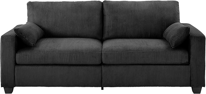 79" Modern Cloud Sofas for Living Room Bedroom, 2 Seat Modular Couch Soft Corduroy Upholstered Loveseat Couches with Toss Pillows for Home Apartment Office Studio
