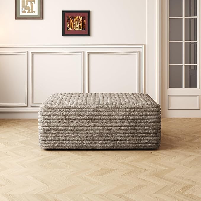 107" U Shaped Corduroy Couch with Ottoman, Compression Boneless Sofa, Deep Seat Cloud Modular Couch, Comfy Sectional Couches for Living Room Bedroom, No Assembly, Right Facing Chaise, Camel