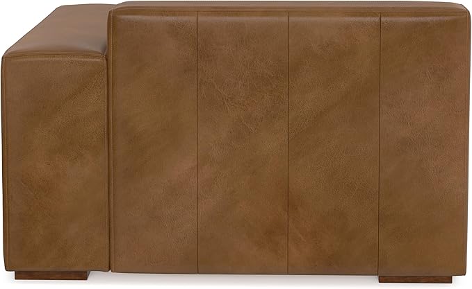 SIMPLIHOME Rex Right-Arm Sofa Module in Full-Grain Genuine Leather, Caramel Brown, 44-inches Wide, Handcrafted Modern-Style Right-Arm Accent Chair for Living Room and Family Room