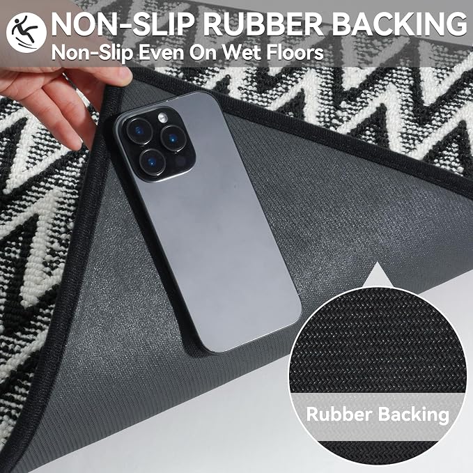 Indoor Door Mat 31x47, Dirt Resistant & Absorbent Doormat for Entryway Inside, Non-Slip Rubber Backing Front Door Mat Indoor Entrance, Low-Profile, Washable, Black - Image 6