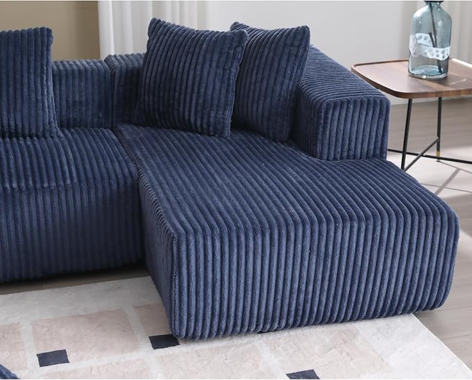 133" Oversized U-Shaped Modular Sectional Sofa, No Assembly Required Floor Couch, Memory Foam Cloud Sofa with 10 Lumbar Pillows, Corduroy Upholstery | Breathable material, Non-Slip, Wider Armrest