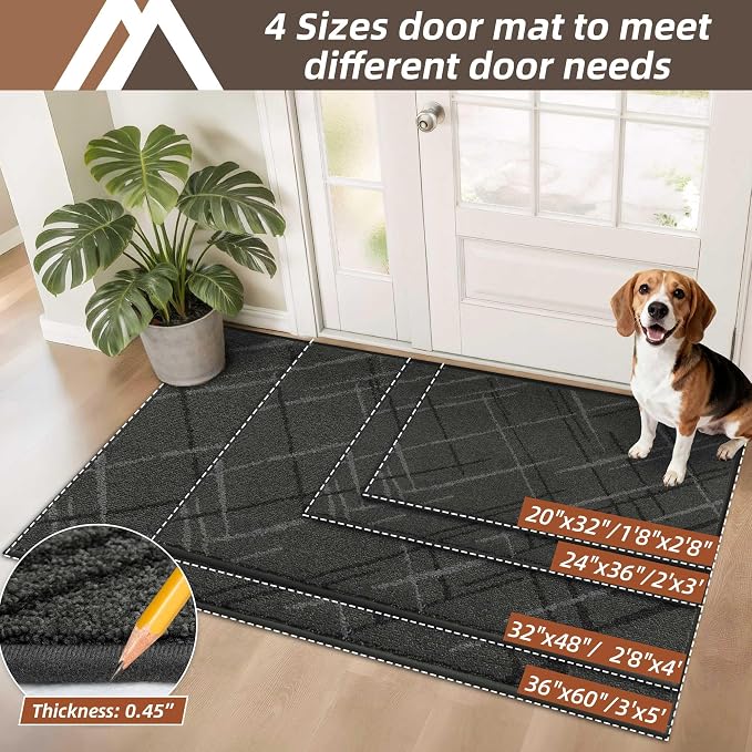 COSY HOMEER Front Door Mat Low Profile Non-Slip Doormat for Entryway, Absorbent Dirt Trapper Washable Entrance Mat, Sturdy Polyester Doormats (32"x20", Gray) - Image 5