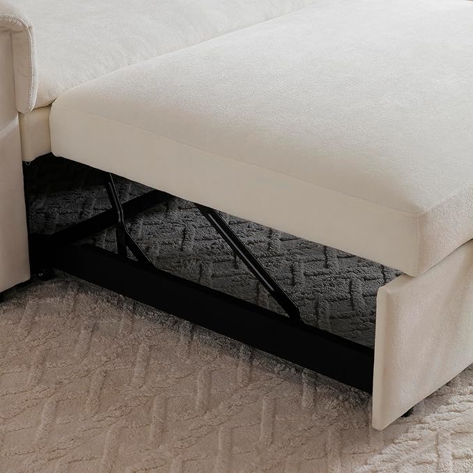 Convertible Loveseat Pull Out Sleeper Sofabed Futon Loveseat Lounge Couch for Living Room 3 in 1 Multi-Functional Pullout Sofa Bed with Reclining Backrest , USB Ports and Side Pockets for Home Office