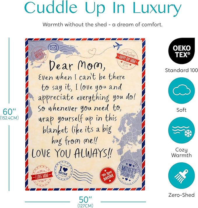 Joiedomi Mothers Day Blanket Gifts for Mom Birthday Gifts Soft Flannel Blanket for Mom Grandma from Daughter Son 50" x 60" Brown