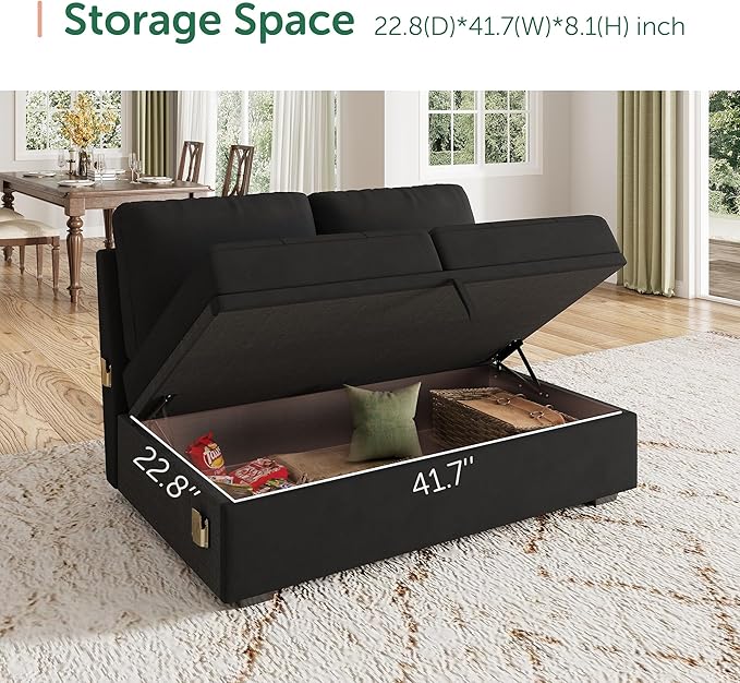 HONBAY Modular Sectional Sleeper Sofa with Pull Out Bed, Loveset Chair for Sectional Couch, Black