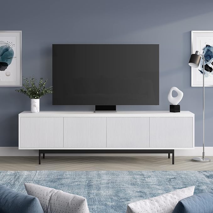 Henn&Hart Whitman, 70'' Rectangular TV Stand, White - Image 2