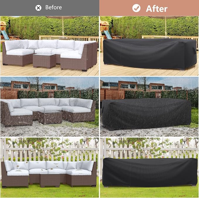 Patio Furniture Set Cover Waterproof, Mrrihand Outdoor Sectional Sofa Set Cover Heavy Duty 600D Table and Chair Set Cover 98" L× 78" W× 30" H - Image 7